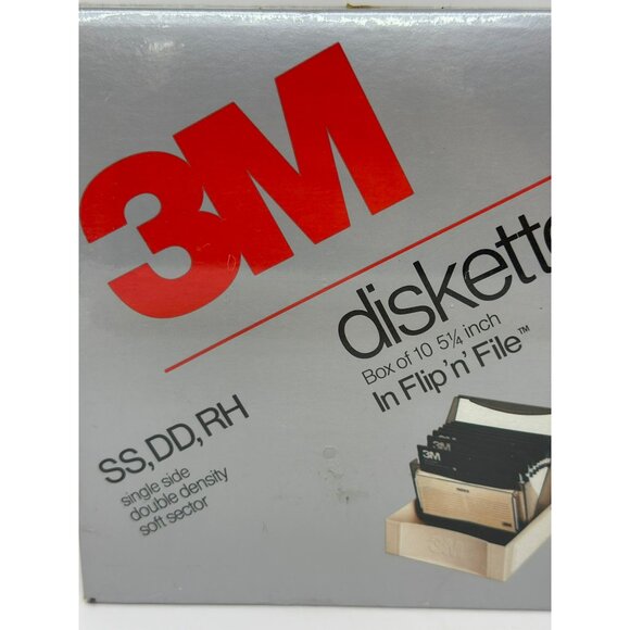 VTG 80s 3M Diskettes in Flip 'n File Storage Box 10-Pack Unused Floppy Disks - Picture 2 of 7